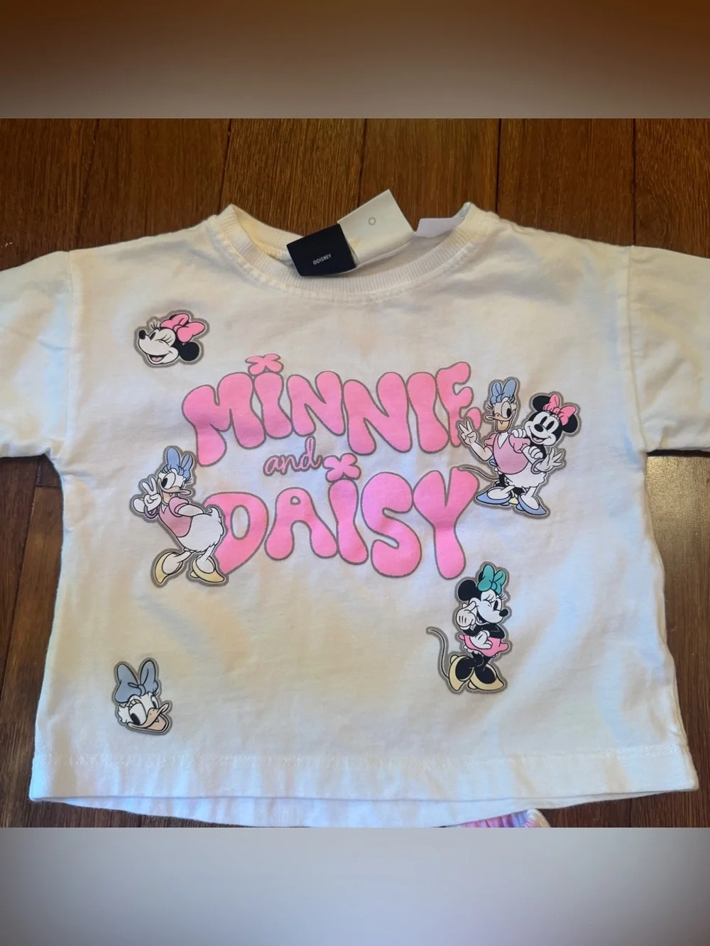 Zara Minnie & Daisy Pink Graphic Tee and Striped Shorts Set Size 1.5 yrs